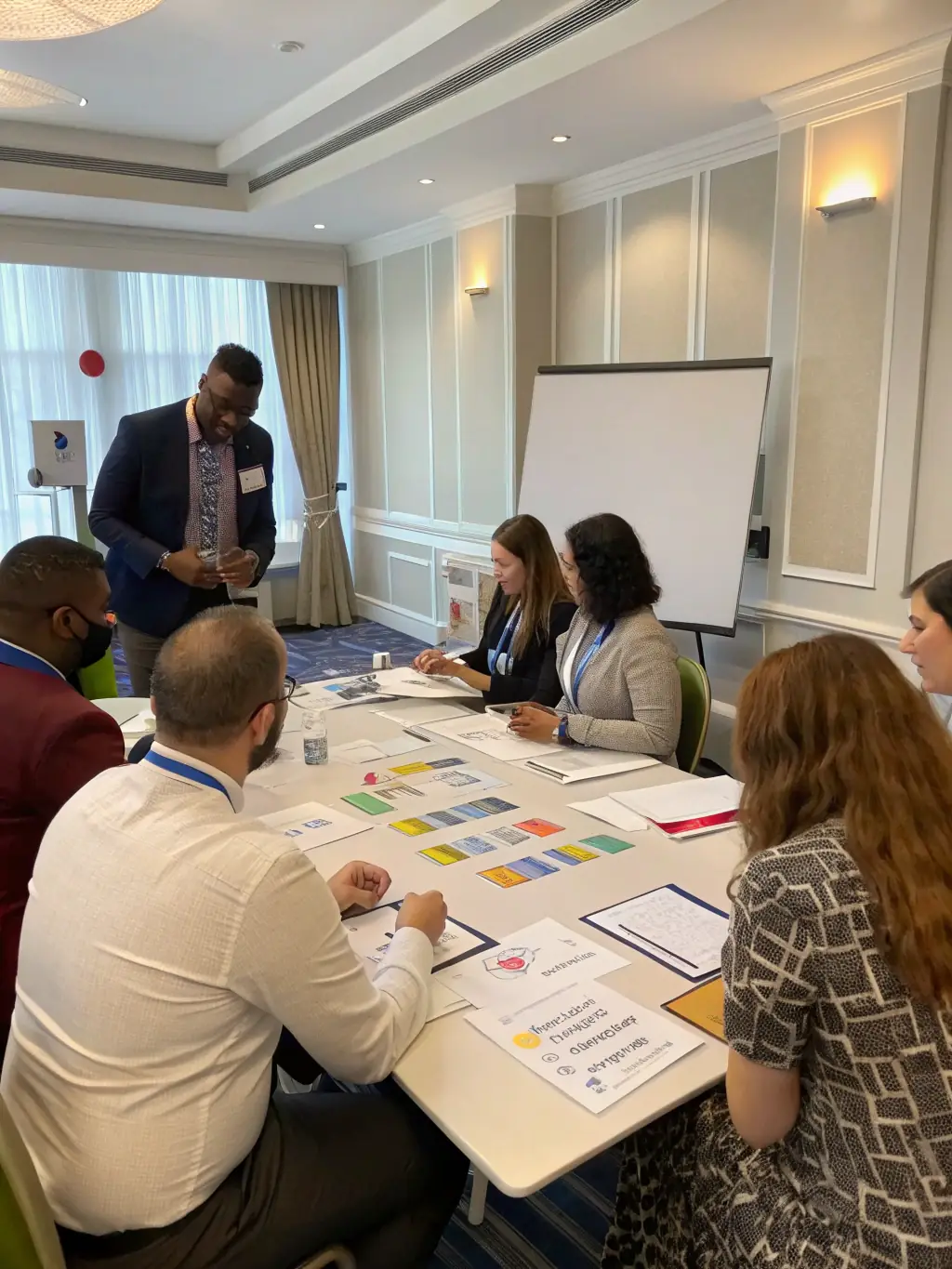 Sales professionals practicing their sales scripts in a workshop setting, demonstrating the practical application of scripting techniques taught by Impact Coaching Services.